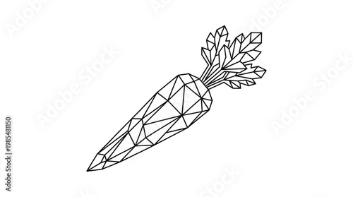 Geometric Carrot Line Art | Garden Vegetable Logo | Polygonal Root Vegetable Illustration 