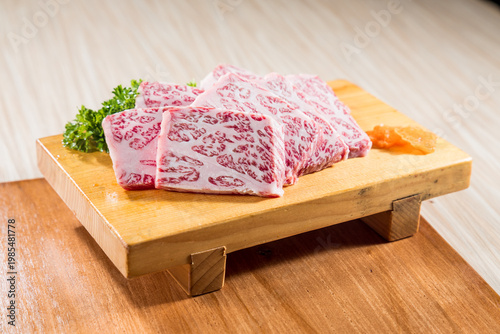 Thin marbled raw beef for grill