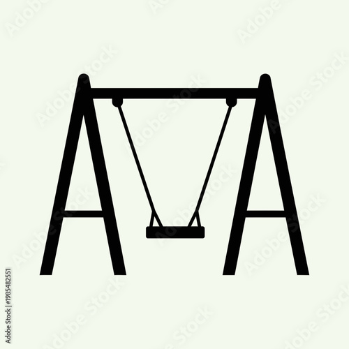 Playground Swing Set Icon Children Park Equipment Minimal Vector Illustration