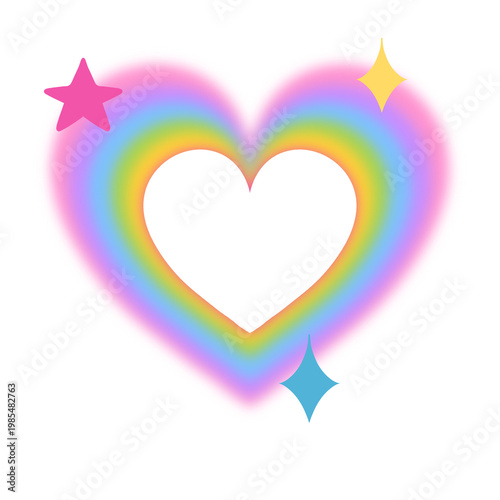 Tableau sur toile heart rainbow y2k graphic
