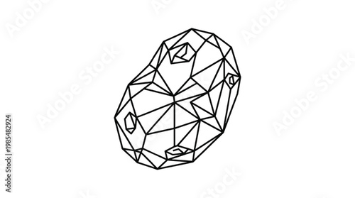 Geometric Potato Line Art | Staple Food Logo | Polygonal Tuber Vegetable Illustration