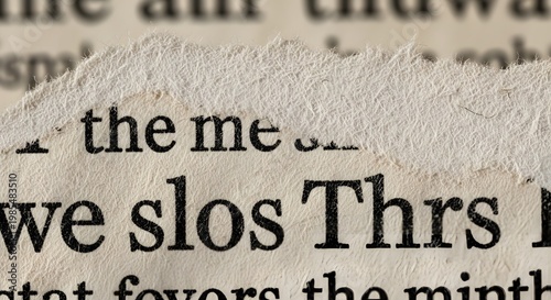 Torn vintage newspaper fragment with faded text and creases torn paper aged paper