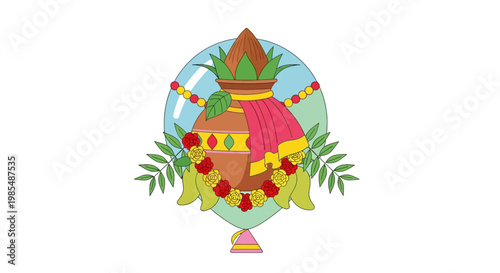 Colorful Decorative Indian Clay Pot.