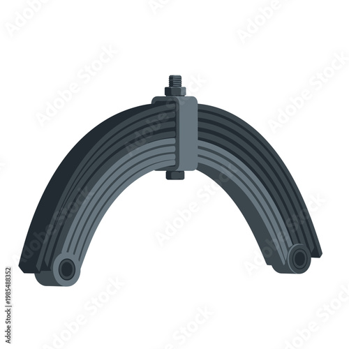 Curved Leaf Spring Suspension System for Vehicle - Automotive Part Illustration