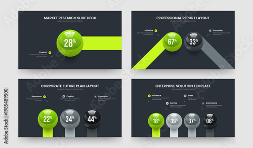 Simple Solution One Two Three Four Step Graph Presentation Template Vector Illustration Bundle. Corporate Report 1 2 3 4 Option Infographic Slide Design Set.