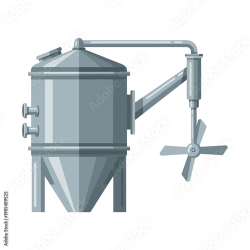 Industrial mixing tank with propeller, automated processing equipment, factory machinery