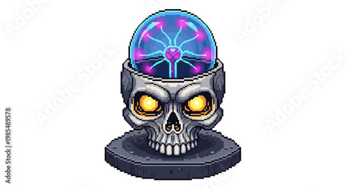 Eerie Skull with Plasma Ball Brain Display.