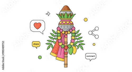 Colorful Decorative Temple Tower Model.