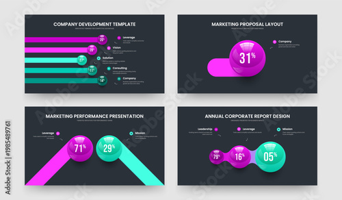 Corporate Plan Five One Two Three Element Chart Slide Template Vector Illustration Collection. Simple Solution 5 1 2 3 Option Diagram Frame Design Set.