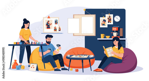 Creative people enjoying hobbies and leisure activities together.