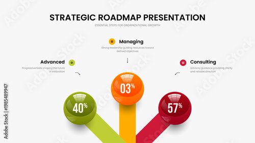 Minimal Portfolio Frame Layout Vector Illustration. Product Planning 3 Element Infographic Slide Template. Science Introduction Three Step Graph Presentation Design.