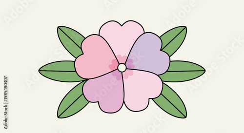 Heart Shaped Pink Purple Flower.