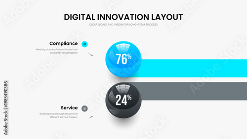 Minimal Development Two Step Diagram Slide Layout. Creative Growth Frame Template Vector Illustration. Marketing Planning 2 Option Chart Presentation Design.
