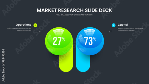 Corporate Briefing 2 Option Infographic Slide Design. Financial Introduction Presentation Layout Vector Illustration. Colorful Showcase Two Step Diagram Frame Template.