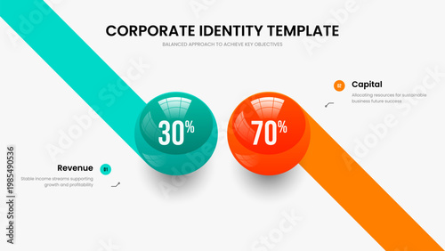 Modern Insight Two Element Infographic Slideshow Design. Simple Briefing Frame Layout Vector Illustration. Clean Report 2 Step Diagram Slide Template.
