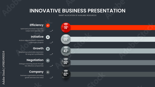 Modern Introduction Five Element Graph Presentation Layout. Enterprise Planning 5 Option Chart Slideshow Template. Colorful Portfolio Frame Design Vector Illustration.