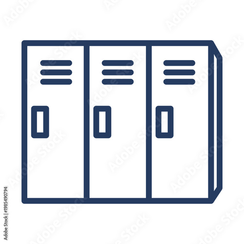 A flat design illustration of three blue lockers in a row