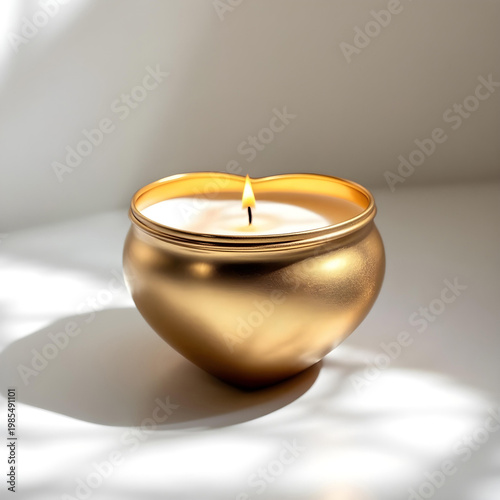 Heart-shaped candle tin container, isolated on white