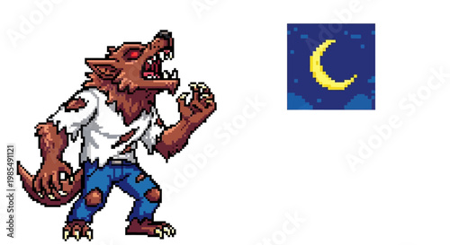 Fierce Werewolf Creature Raging Under The Night Sky.