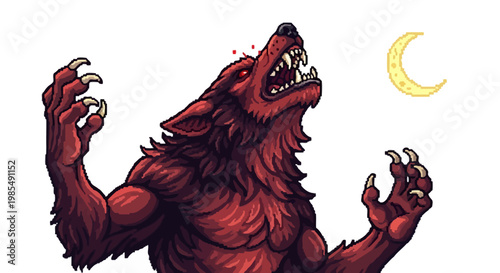 Fierce Werewolf Howling Under the Crescent Moon.