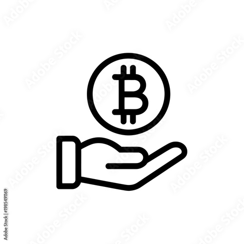 Bitcoin coin hovering above open hand