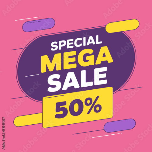 special mega sale 50 percent off discount banner