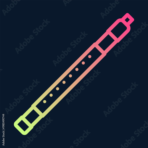 Stylized flute with a gradient color scheme on a dark blue background
