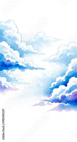 :
Vibrant watercolor sky with dramatic clouds abstract vector background in bold artistic style