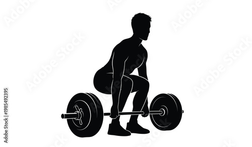 A strong athlete is depicted lifting a heavy barbell in a dynamic pose showcasing physical strength and determination silhouette high quality professional detailed modern