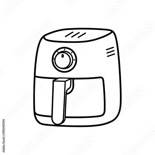 A simple black and white illustration of a generic kitchen appliance for cooking food