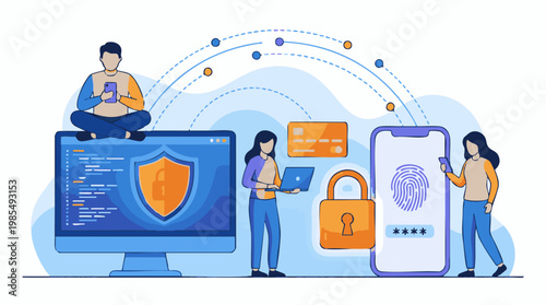 Secure digital access and data privacy concept with user authentication