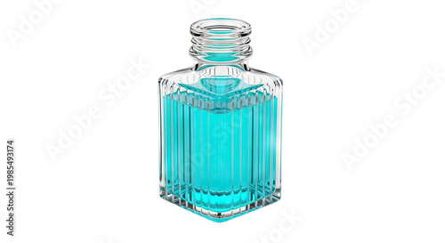 Clear Glass Bottle with Blue Liquid