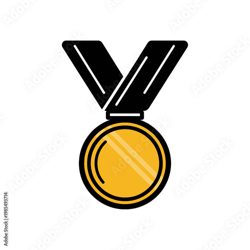 A golden award medal with a black ribbon, perfect for celebrating achievements and victories
