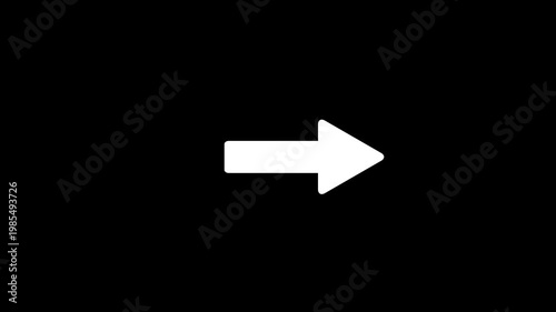 Abstract directional arrow, Simple straight animated arrow pointing to the right direction alpha 