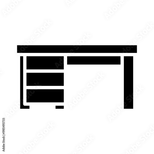 Black silhouette of a desk with drawers and a leg