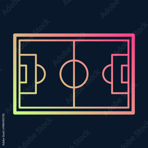 A soccer field icon with a gradient outline