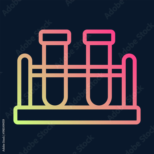 Two test tubes on a rack with a gradient line art design