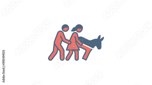 People and Donkey Symbolizing Political Affiliation