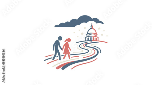 Couple Walking Towards the Capitol Building