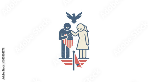 Mourning and Support American Flag and Grief