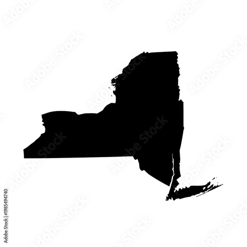 A simple black silhouette of a land mass on a white background, isolated