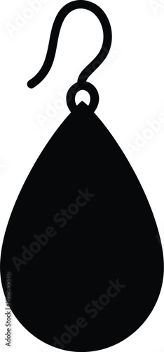 A black silhouette of a teardrop shaped earring