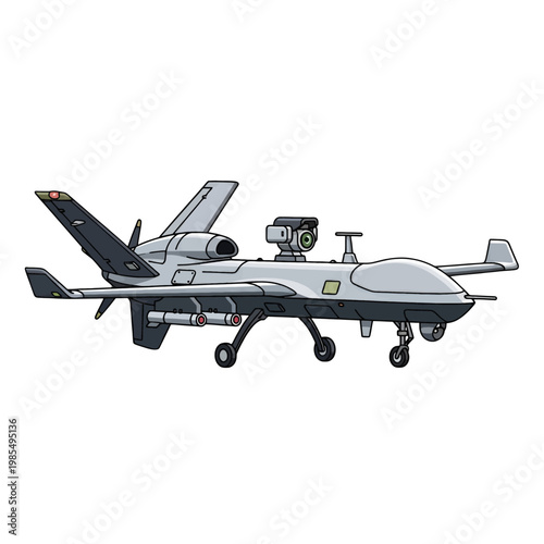 An illustration of a remotely piloted aircraft, a modern unmanned aerial vehicle, isolated