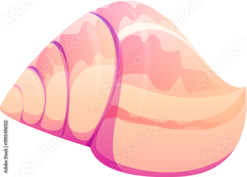 Ocean bottom cartoon seashell or mussel. Tropical sea fauna aquatic mussel, underwater mollusk conch. Coral reef isolated seashell