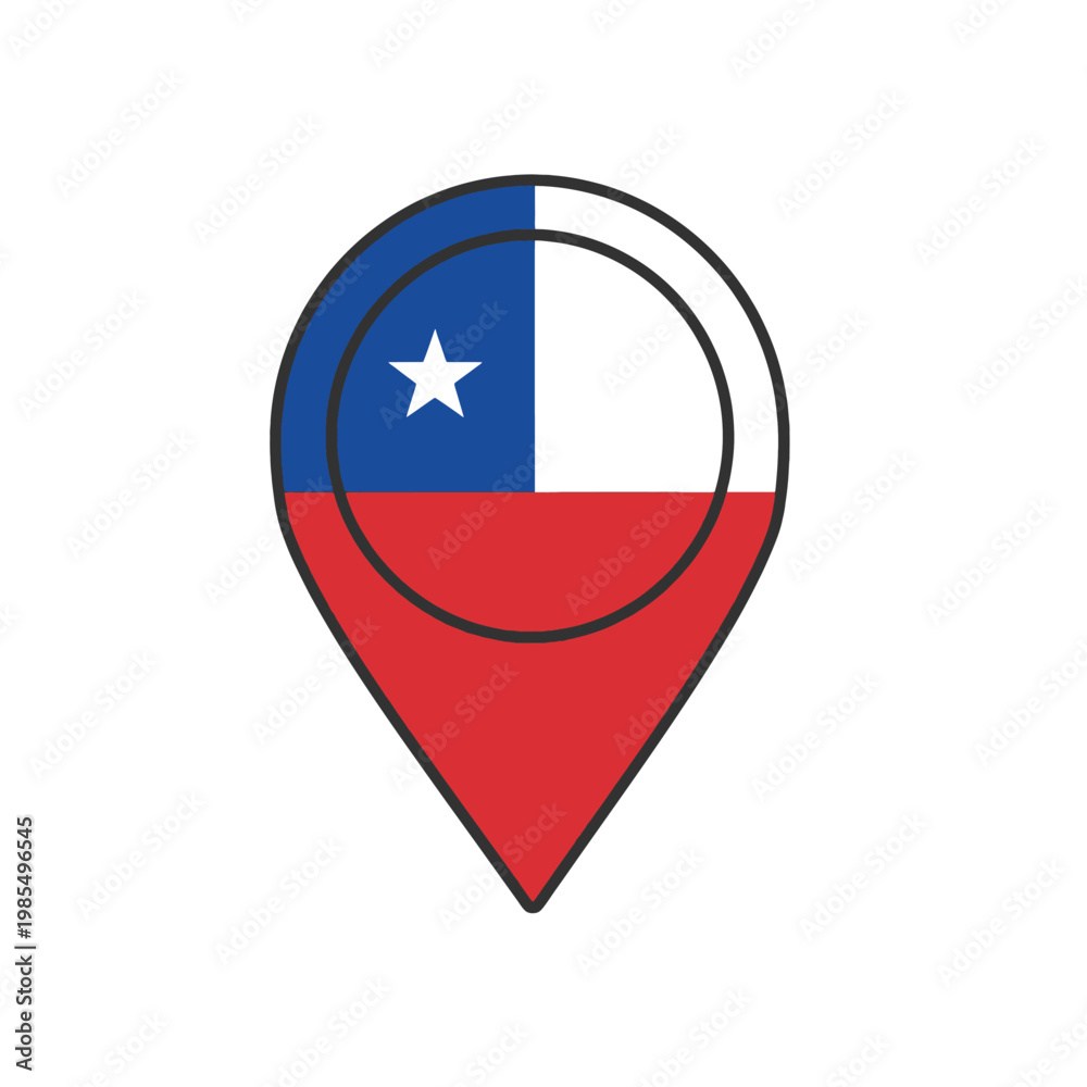 Fototapeta premium A colorful illustration of a location pin with a flag design on a white background