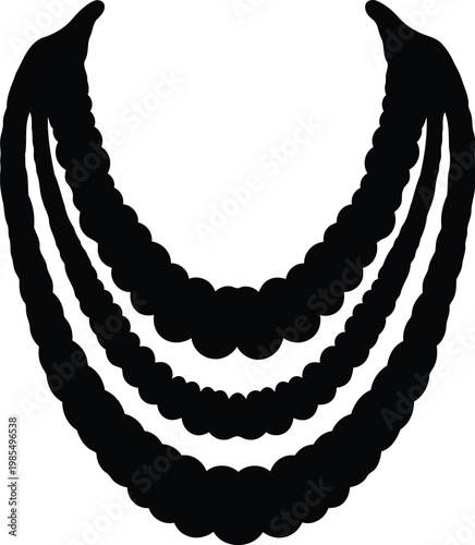 A black necklace on a white background