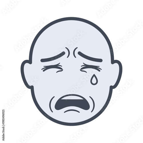 A sad face with tears and an open mouth, expressing feelings of sorrow and grief