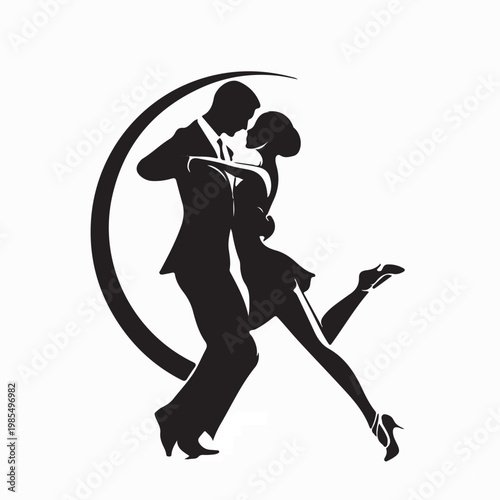 Energetic Couple Dancing Jazz Style Logo Vector Illustration