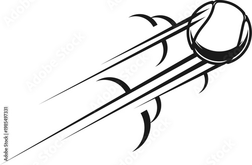 Tennis game ball fly movement trace. Baseball shoot speed trail, sport strike air effect. Tennis game ball fly motion tail