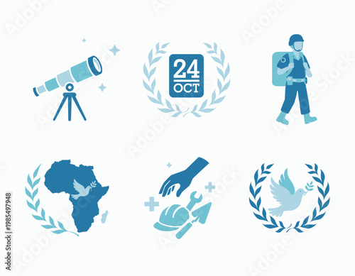 International Day of United Nations Peacekeepers Symbol Illustration Collection Set